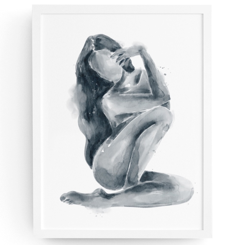 Watercolor Abstract Nude Woman Portrait Print Poster Unframed - Picture 3 of 17